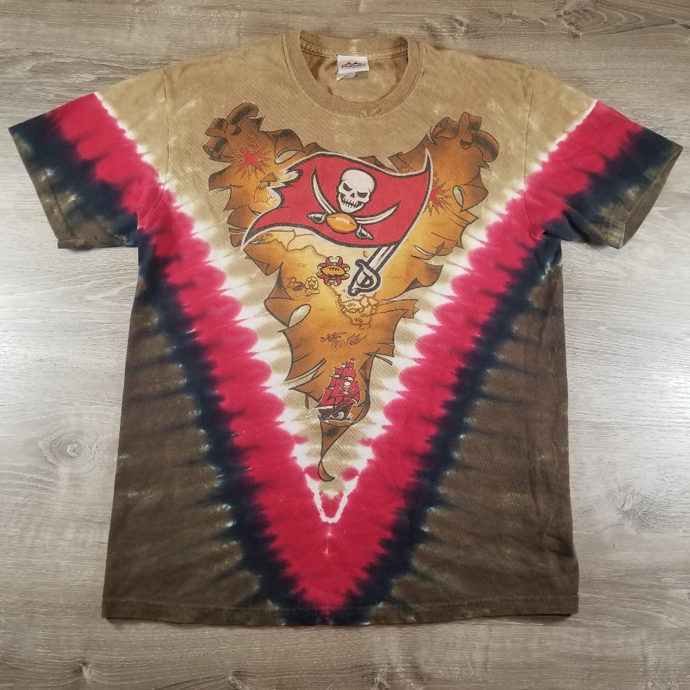Vintage Tampa Bay Buccaneers T Shirt Majestic Tie Dye NFL Football Mens Large